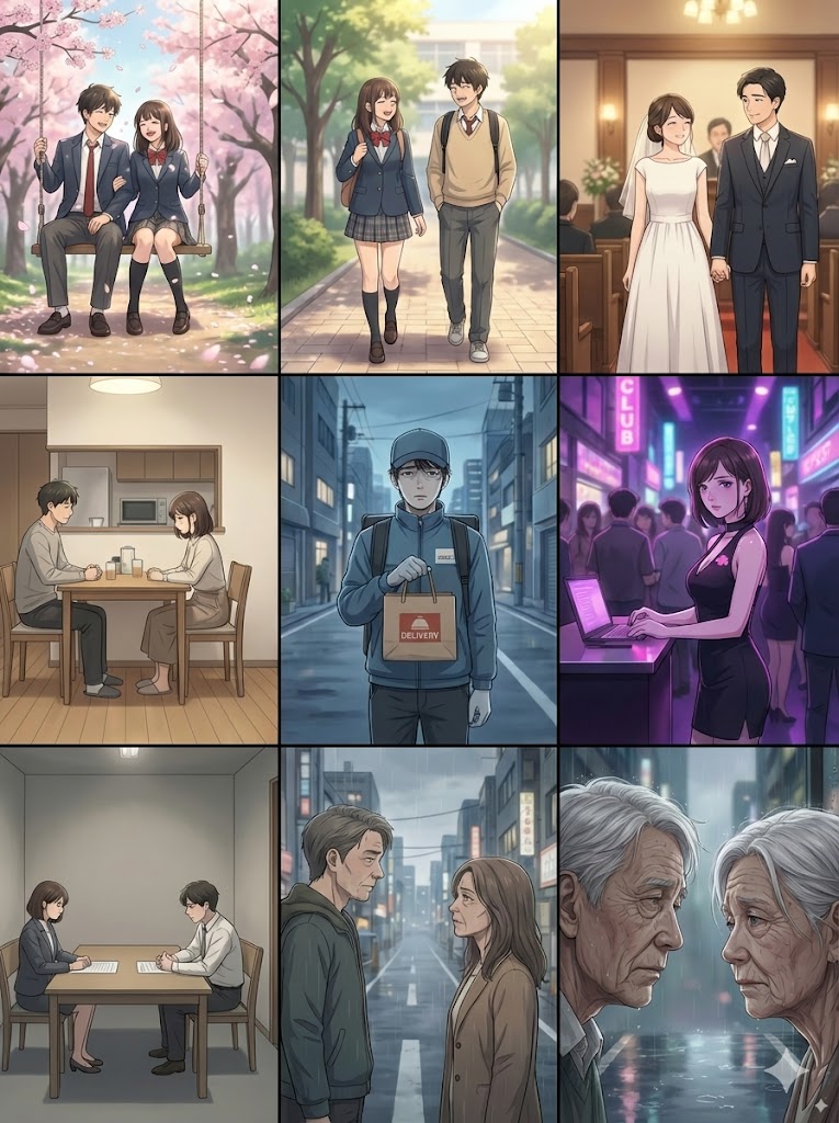 半生雨九宫格故事板